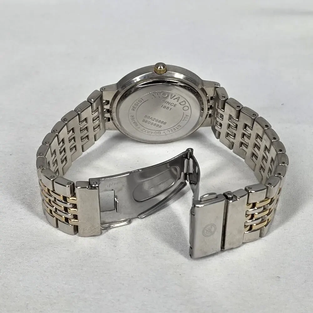 MOVADO MUSEUM TWO‑TONE QUARTZ WATCH – VINTAGE 90'S – 34MM – SAPPHIRE CRYSTAL - Picture 7 of 13